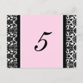 Cartes Numéro De Table mariage Rose Damask (Dos)