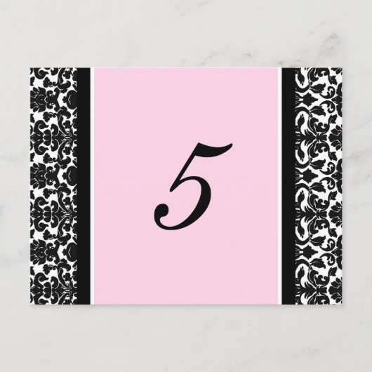Cartes Numéro De Table mariage Rose Damask (Devant)