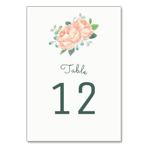 Cartes Numéro de table Peach Peony