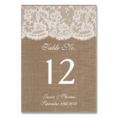 Cartes Numéro de tableau de la collection Burlap & (Par défaut)