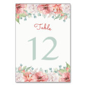 Cartes Numéro de tableau des fleurs d'aquarelle (Dos)