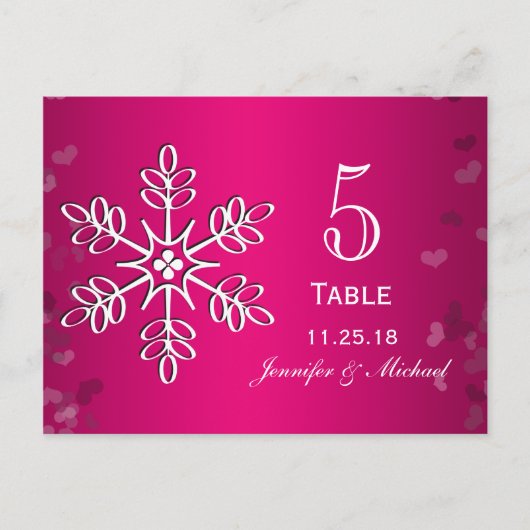 Cartes Numéro de tableau du Mariage de flocons de (Devant)