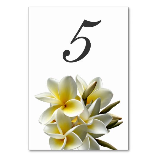 Cartes Numéro de tableau du Mariage Plumeria Jaune (Dos)