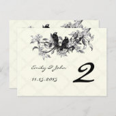 Cartes Numéro de tableau du Mariage vintage Birds (Devant / Derrière)