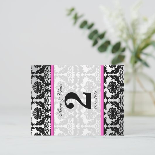 Cartes Numéro de tableau en argent rose et en Dama (Debout devant)