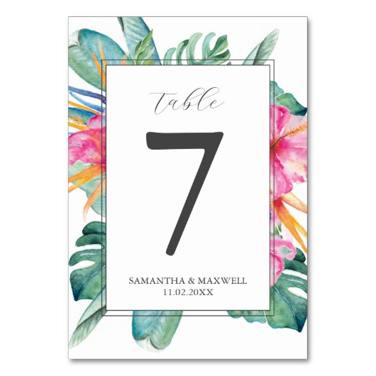 Cartes Numéro de tableau Floral Aquarelle (Par défaut)