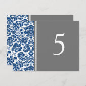 Cartes Numéro de tableau mariage gris bleu (Devant / Derrière)