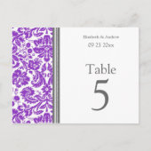 Cartes Numéro de tableau mariage Gris Violet (Devant)