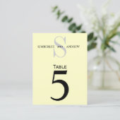 Cartes Numéro de tableau Mariage Monogramme Crème (Debout devant)