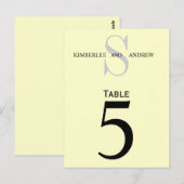 Cartes Numéro de tableau Mariage Monogramme Crème (Devant / Derrière)