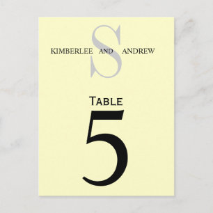 Cartes Numéro de tableau Mariage Monogramme Crème