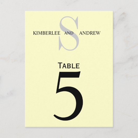 Cartes Numéro de tableau Mariage Monogramme Crème (Devant)