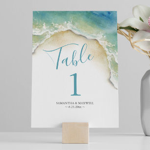Cartes Numéro de tableau Ocean Blue Watercolor