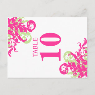 Cartes Numéro de tableau rose et vert