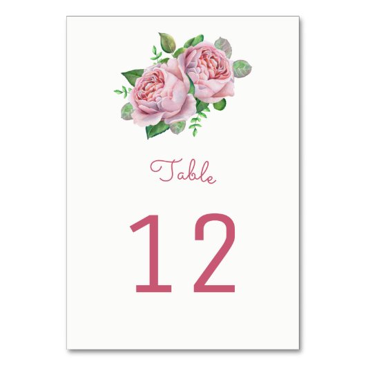 Cartes Numéro de tableau Roses roses (Dos)