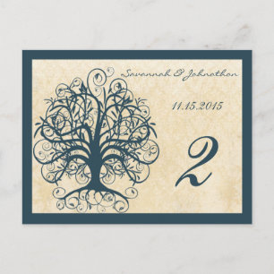 Cartes Numéro de tableau turquoise de l'arbre de r