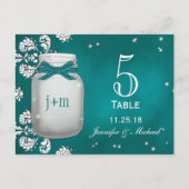 Cartes Numéro de tableau turquoise Mason Jar avec  (Devant)