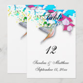 Cartes numéros de table de mariage Colibri & Fuchs (Devant / Derrière)