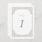 Cartes numéros de table Vintage Glamour (Devant / Derrière)