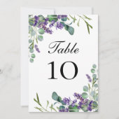 Cartes numérotées de table de mariage à la lavande (Devant)