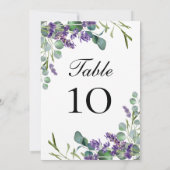 Cartes numérotées de table de mariage à la lavande (Dos)