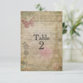 Cartes numérotées de table de mariage chic vintage (Debout devant)