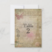 Cartes numérotées de table de mariage chic vintage (Dos)