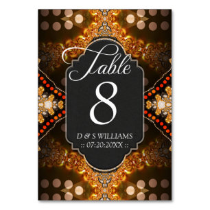 Cartes numérotées de table de mariage en or Boho t