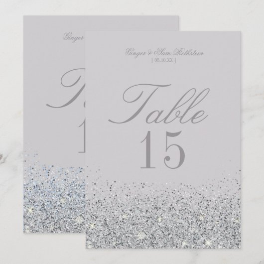 Cartes numérotées de table de mariage pailletées a (Devant / Derrière)
