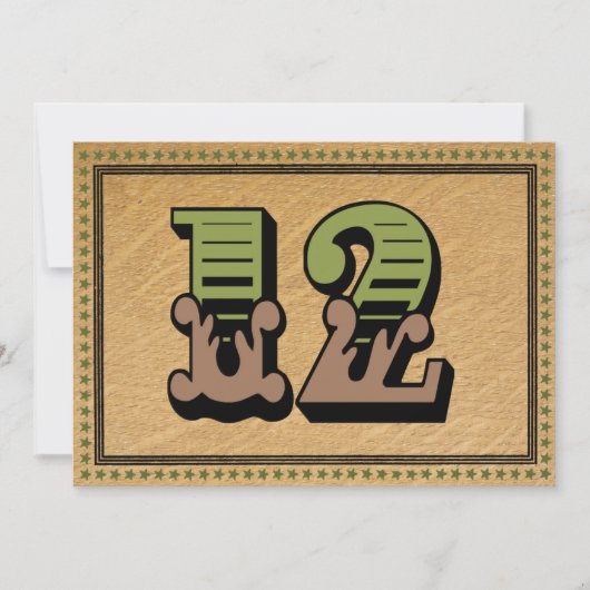 Cartes numérotées de table de mariage western vert (Devant)
