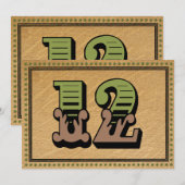 Cartes numérotées de table de mariage western vert (Devant / Derrière)