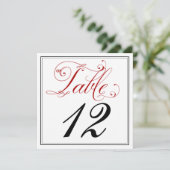 Cartes numérotées de table en écriture rouge élabo (Debout devant)