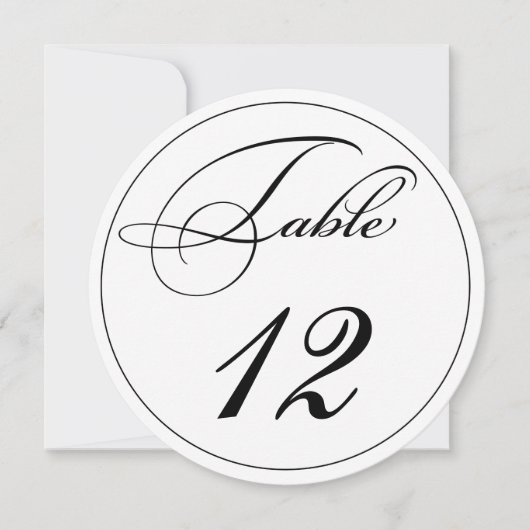 Cartes numérotées de table ronde à écriture élégan (Devant)