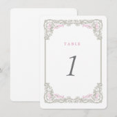 Cartes numérotées de table Vintage Glam (Devant / Derrière)