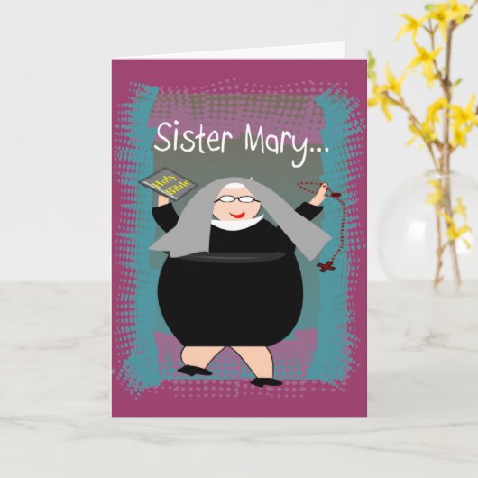 Cartes Nun~~Humour Nun Catholique Silly (Fleur jaune)