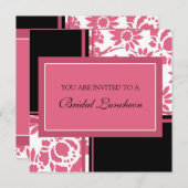 Cartes nuptiales d'invitation de déjeuner de rose (Devant / Derrière)