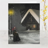 CARTES PENSÉE POUR VOUS FILLE NEIGE CABANE HIVER (Fleur jaune)