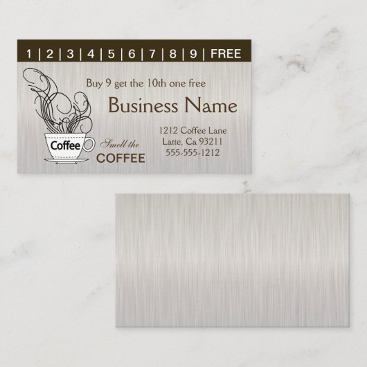 Cartes perforées de boissons de café (Devant / Derrière)