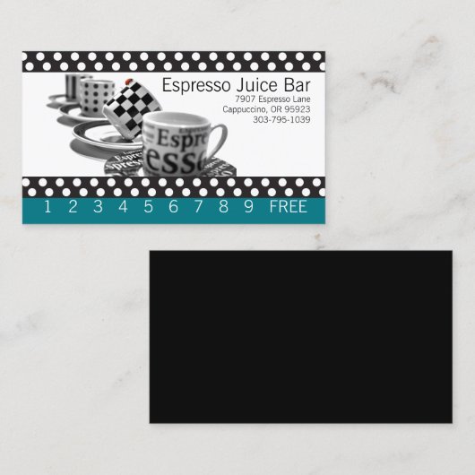 Cartes perforées de café de fidélité doubles (Devant / Derrière)