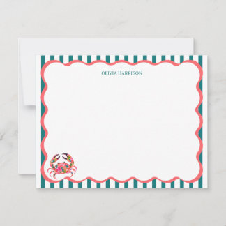 Cartes personnalisées de crabe | Papeterie personn