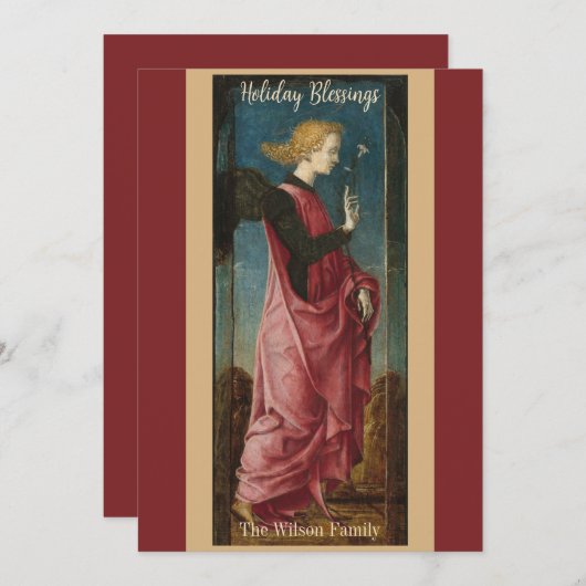 Cartes personnalisées de fêtes de l'ange en or bor (Devant / Derrière)