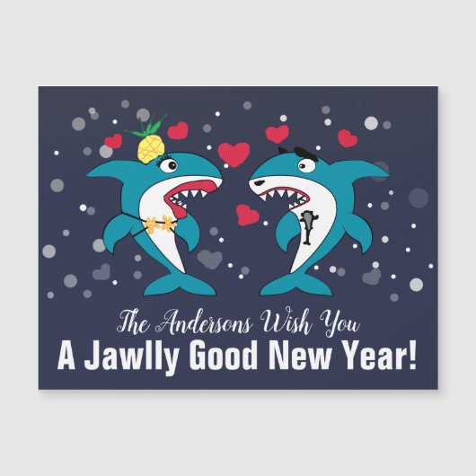 Cartes personnalisées de Nouvel An pour les requin (Devant)