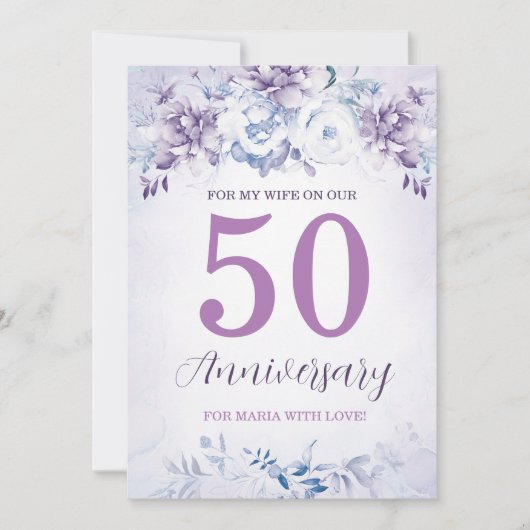 Cartes personnalisées du 50e anniversaire pour fem (Devant)