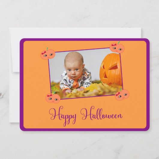 Cartes personnalisées rondes Joy Halloween avec ph (Devant)