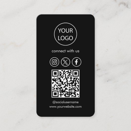 Cartes personnalisées, Social Media QR Code Black (Devant)