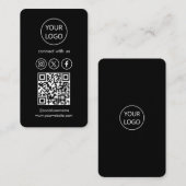 Cartes personnalisées, Social Media QR Code Black (Devant / Derrière)