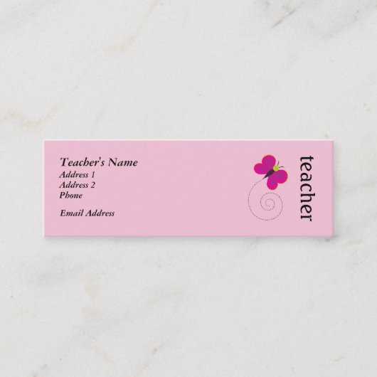 Cartes personnelles de professeur rose mignon (Devant)