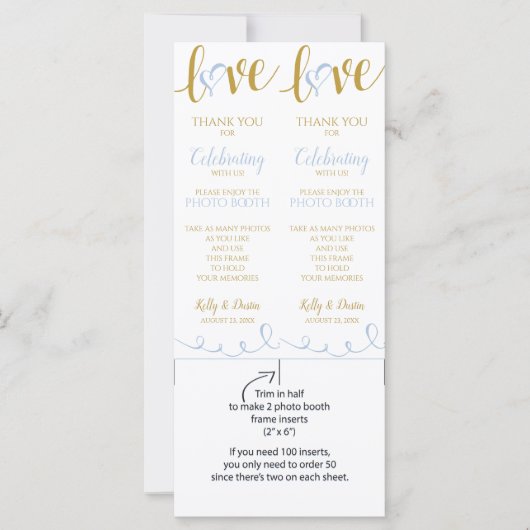 Cartes Photo Booth | Love Script -Light Blue & Gol (Devant)