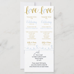 Cartes Photo Booth   Love Script -Light Blue & Gol