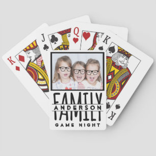 Cartes Photo de famille   Nom personnalisé Jeu blanc mode